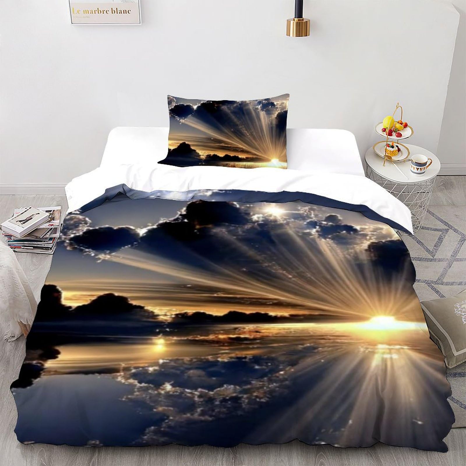 Housse de couette single imprimé 3D avec taies d'oreiller pour filles microfibre 135x200cm