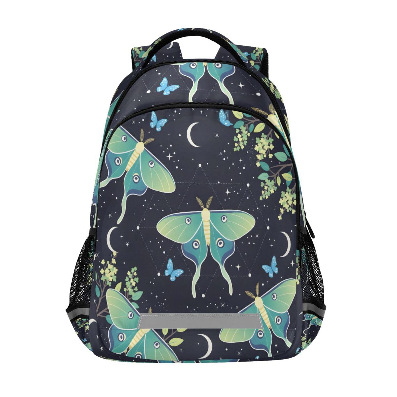 ALAZA Teal Blue Butterfly Moon Star Backpacks Travel Laptop Daypack School Book Bag for Men Women Teens Kids