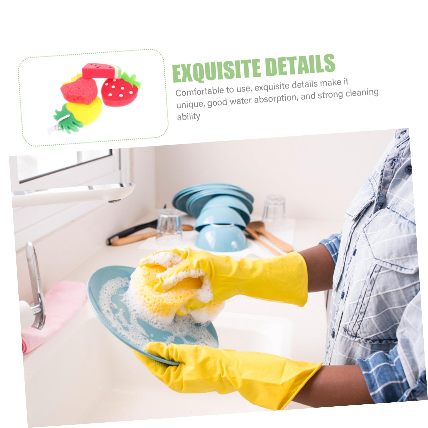 Homoyoyo 4pièces Éponges Vaisselle Récurantes Écologiques Forme Fruits Absorbantes Et Pratiques pour Cuisine Nettoyage De Vaisselle Plans De Travail Et Surfaces Diverses