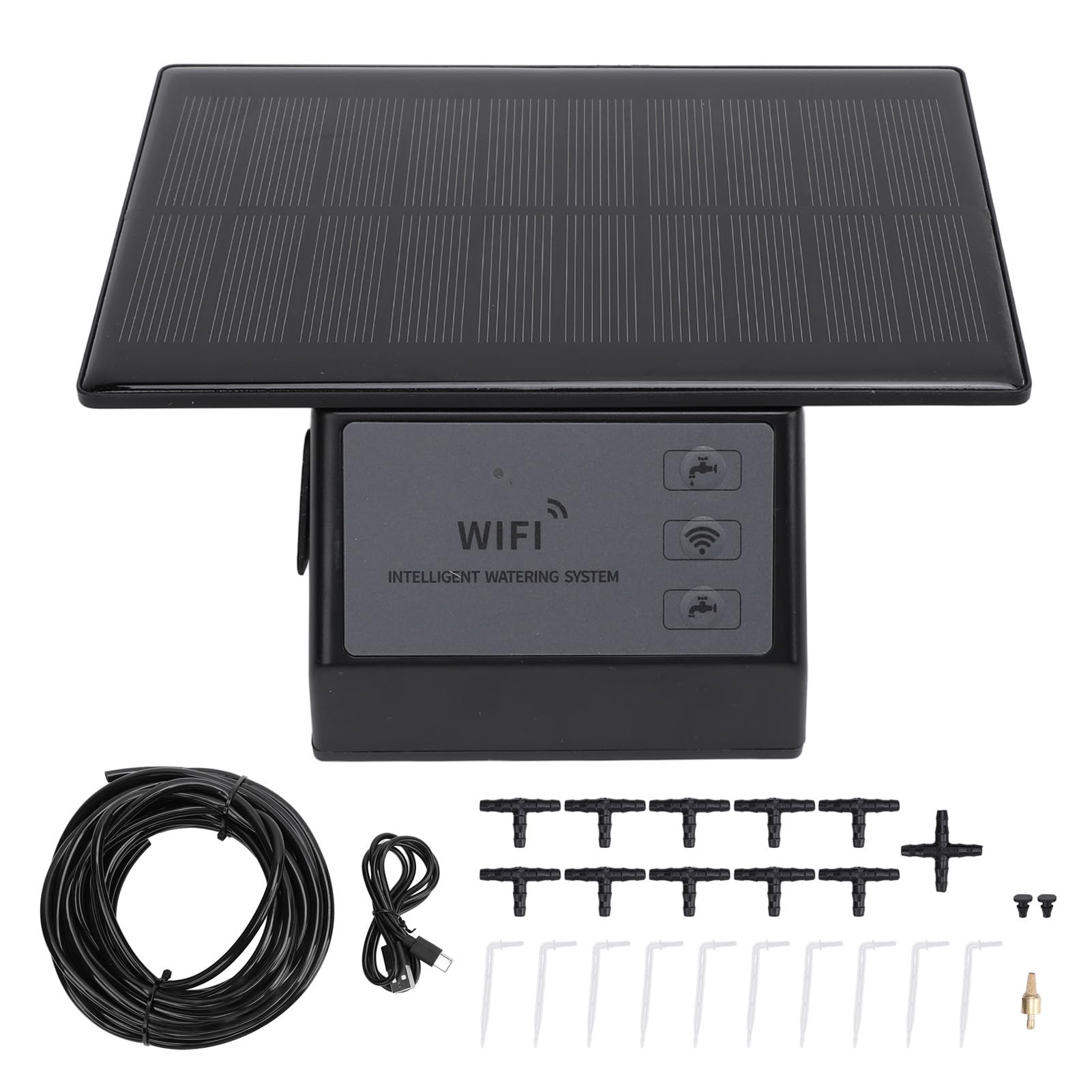 Qcwwy Kit di Irrigazione a Goccia Automatica Batteria WiFi Solar Pompa 'Acqua Automatica per Giardino Casa Piante in Vaso Irrigazione Giardino da Cortile Kit di Irrigazione