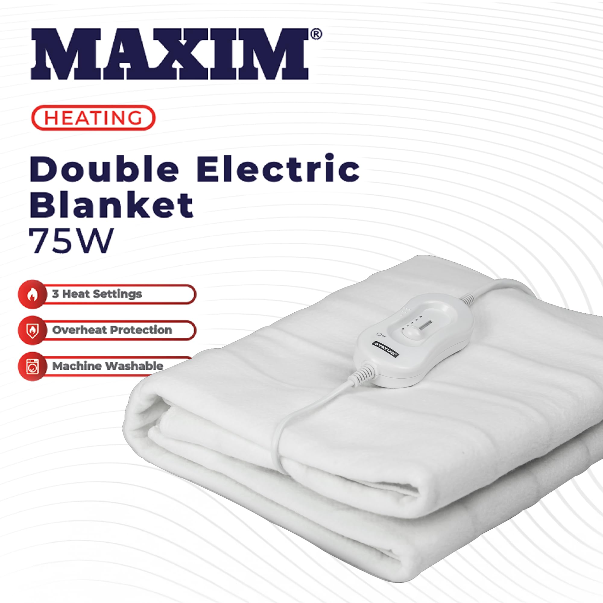 Maxim Double Electric Blanket, White - Image 2