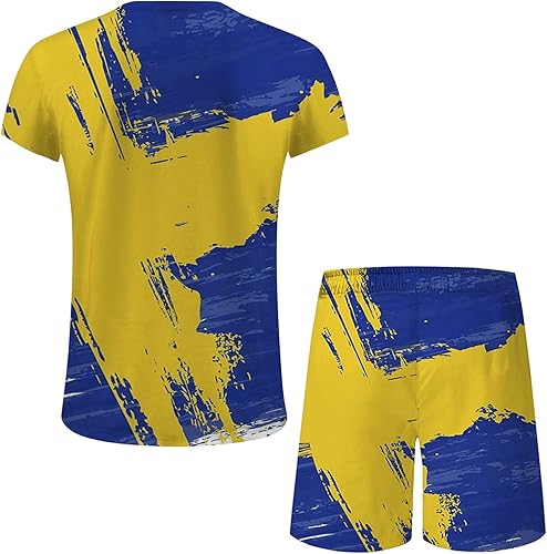Miniatura 5 de SHENGXINY Conjunto de pantalones cortos para hombre, trajes de verano, camisas de manga corta y pantalones cortos, conjunto de chándal con estampado