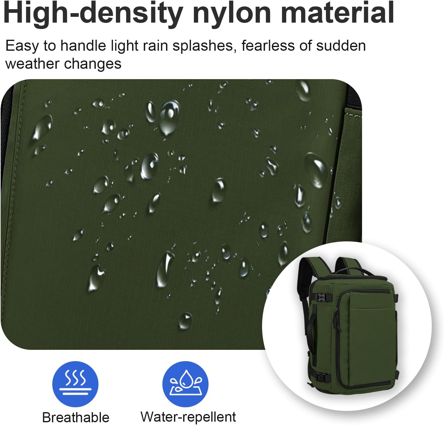 Carry On Travel Backpack with Shoe Compartment Flight Approved Laptop Backpack Expandable Work Business Backpack for Women Men Casual Daypack, Dark Green - Image 7