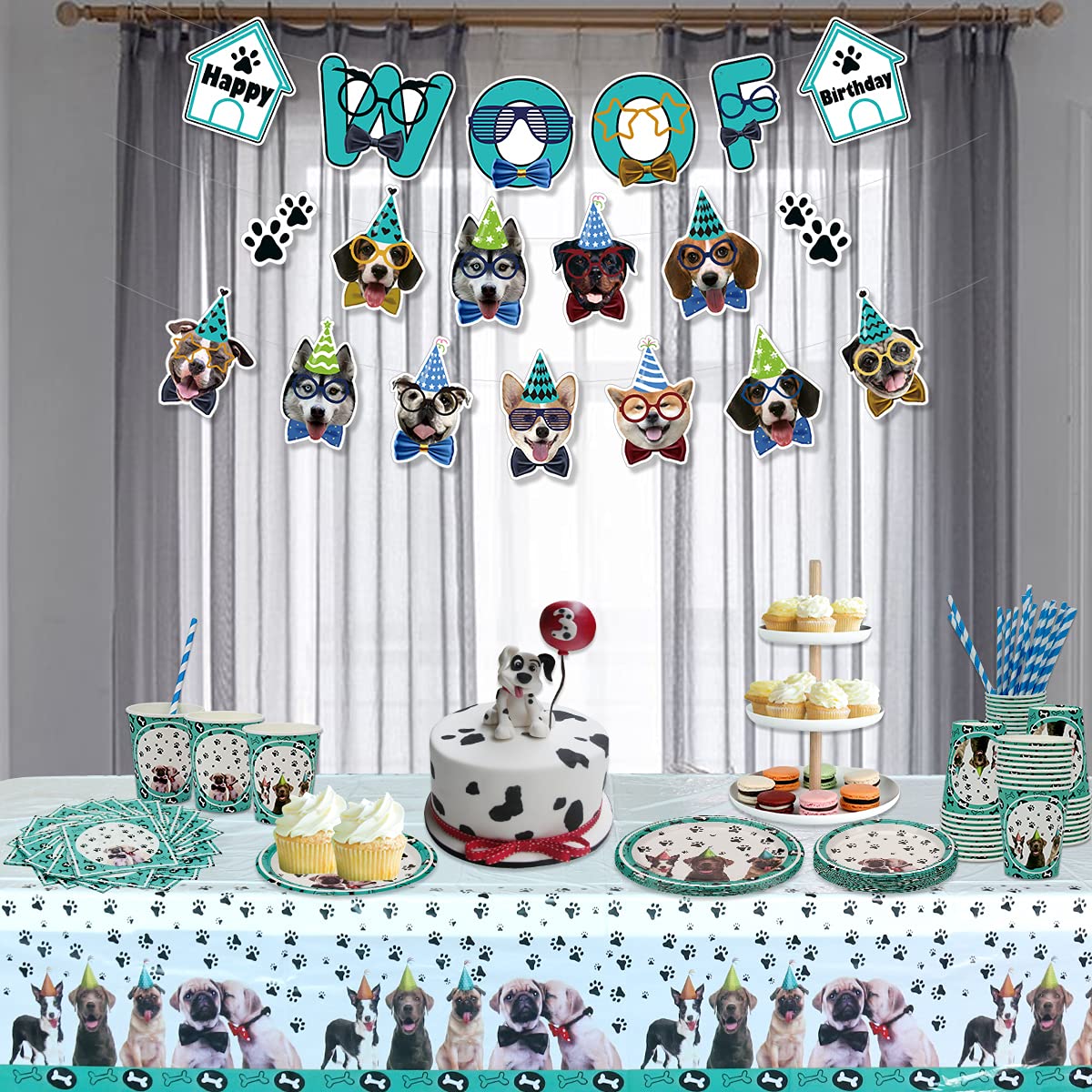 Set Decorazione Compleanno Tema Cane - 159 Pezzi Con Tovaglia, Palloncini, Striscione - Foto 8