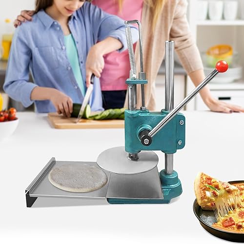 Miniatura 5 de Netcoi Máquina para hacer masa de pizza de 9.5 pulgadas, manual para el hogar, máquina de prensa de pastelería, herramienta de cocina de acero