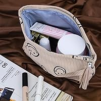 Vista 3 de BOYATU Bolsa de maquillaje de viaje de pana: lavable a máquina más de 30 veces, se adapta a 4 botellas y 8 cepillos (8.7 in), ultraligera 4.23 oz