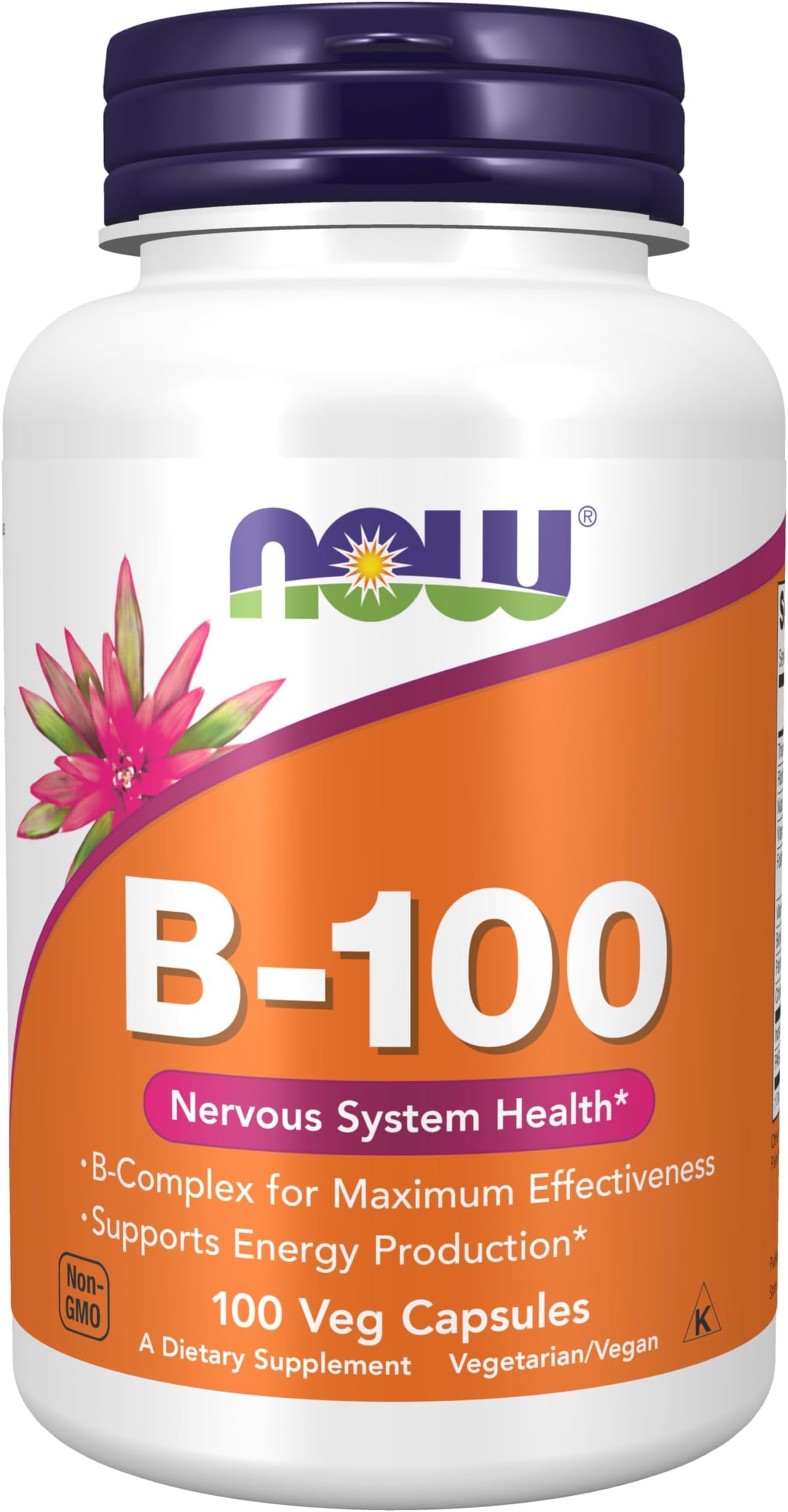NOW Foods Supplements, Vitamin B-100, Energy Production*, Nervous System Health*, Veg Capsules, 100 Count (Pack of 12)