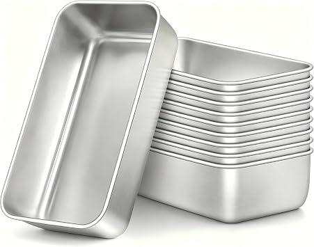10 Pack Loaf Pan for Baking Bread, 9 x 6 Inch Stainless Steel Bread Loaf Pans Set, Metal Bakeware, Easy Release & Dishwasher Safe for Sourdough, Meatloaf, Cake, Brownies