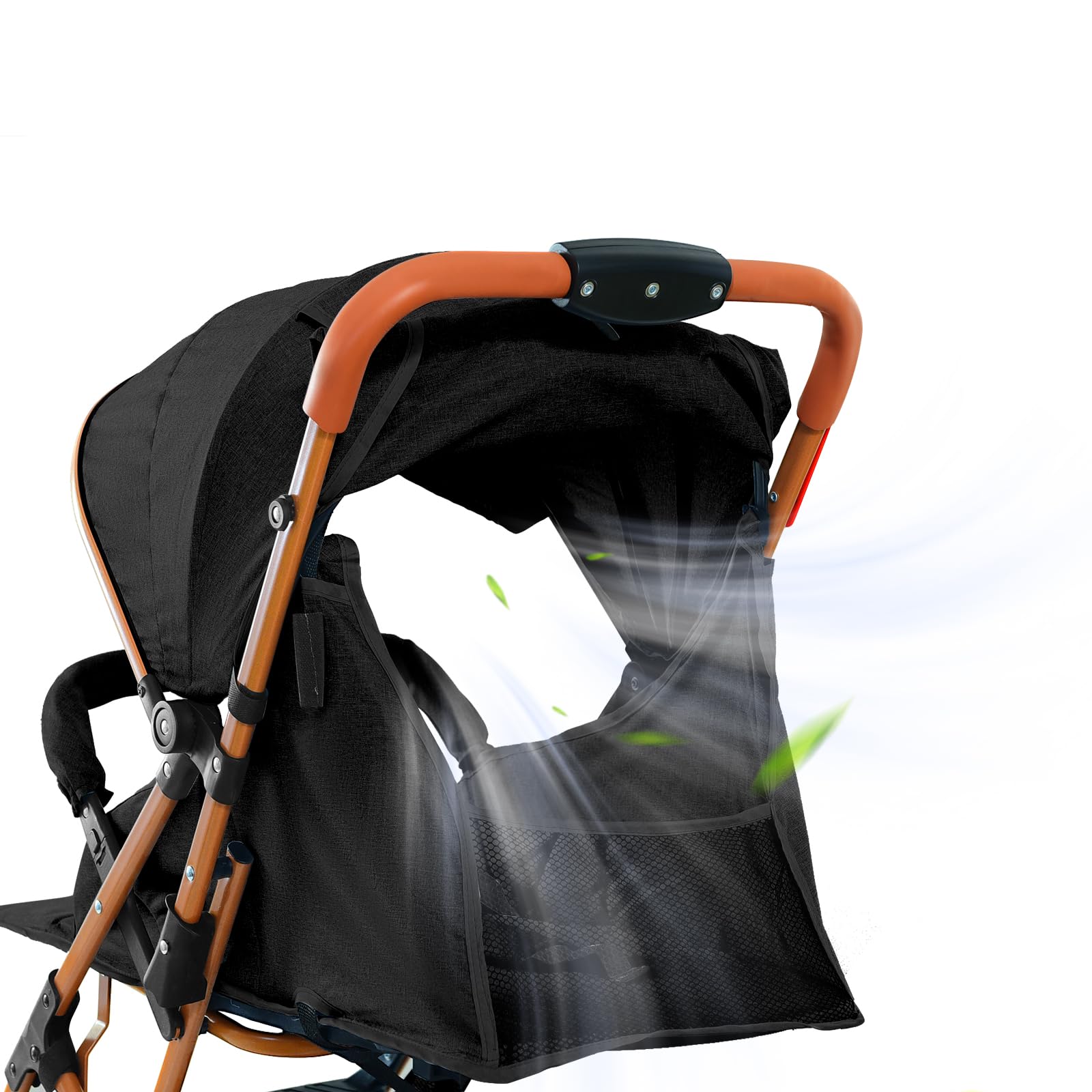Passeggino Canna Ultra Compatta, Schienale Inclinabile Multiposizioni, Pieghevole Facile, Ruote EVA Ammortizzanti, Cappuccio Estensibile, Adatto 0-6 anni, 15 kg (nero)