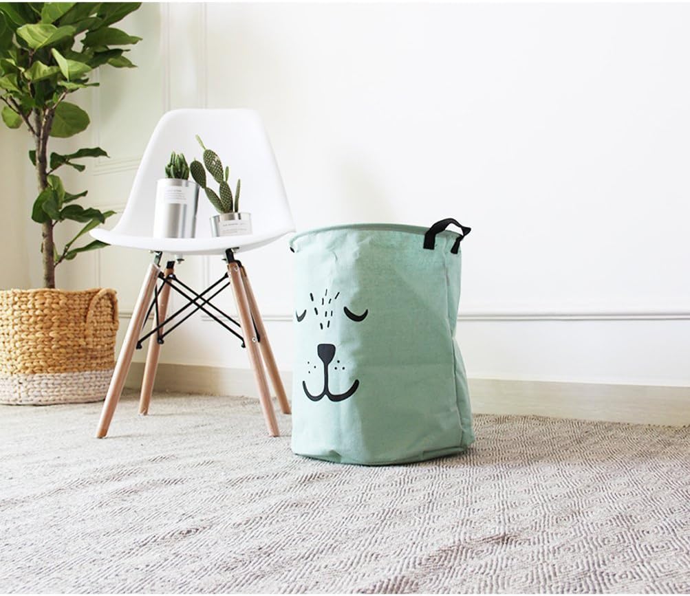 JameStyle26 Laundry Basket Box Foldable Storage Box Nursery Children Living Room Bathroom Bear Basket (Mint Green)
