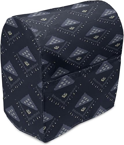 Ambesonne Navy Stand Mixer Cover, Geometric Symmetric Triangular Inspired Isolated Unreal Forms on Plain Backdrop, Kitchen Appliance Organizer Bag