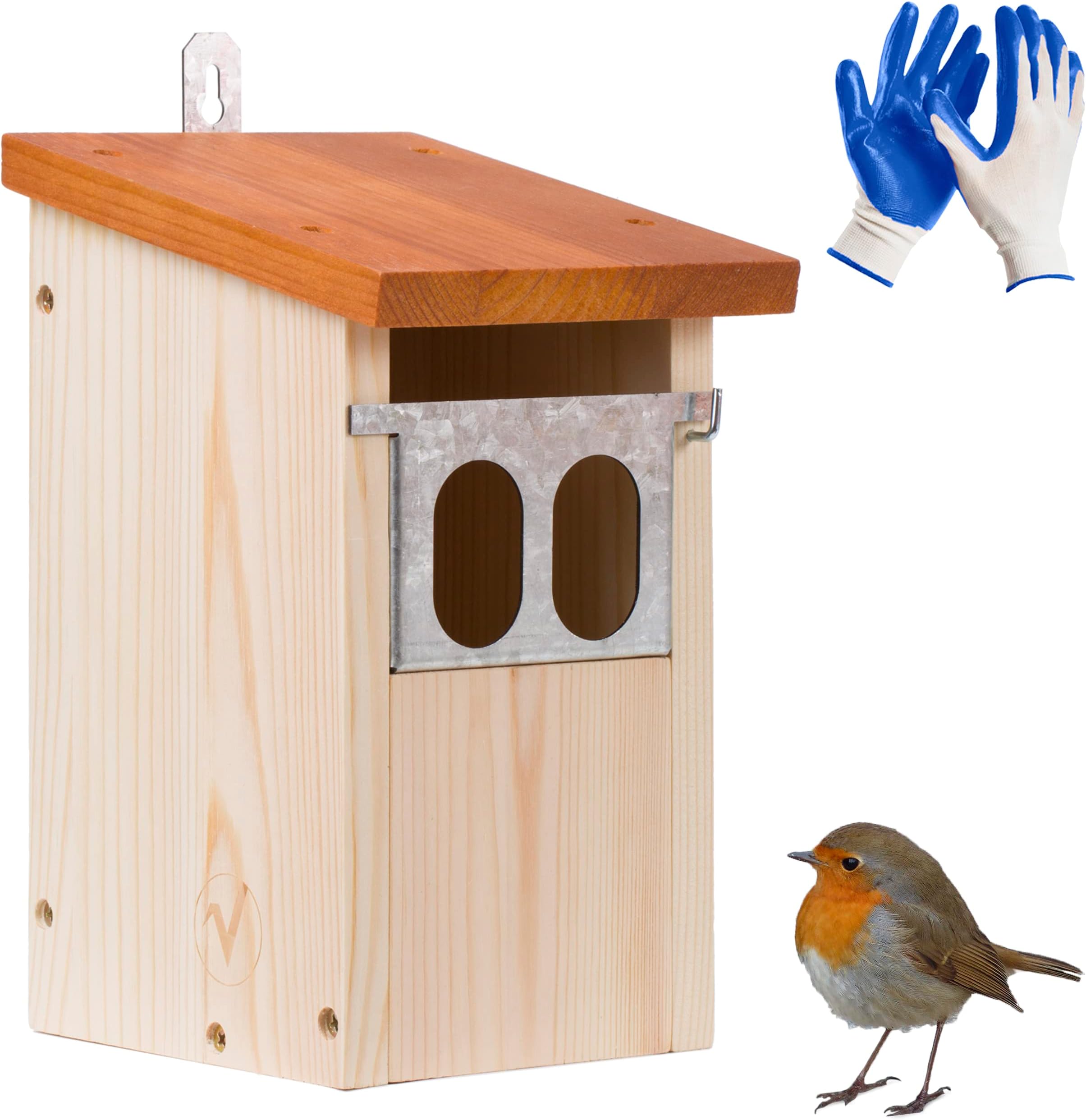 Nido Artificiale Per Uccelli HABAU - Tetto Rotondo Rosso, Con Fori Intercambiabili - Foto 10