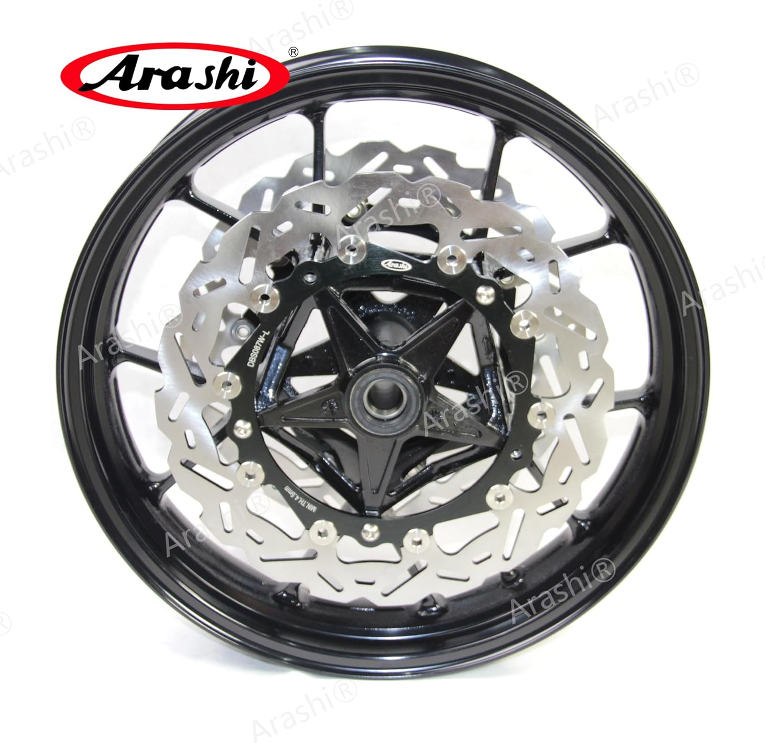 Arashi Front Wheel Rim and Brake Disc Rotors for BMW S1000RR 2009-2018, S1000R 2014-2018, Motorcycle Replacement Accessories Parts Gloss Black