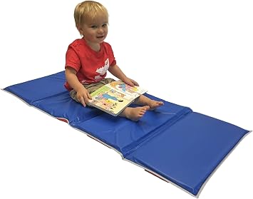 KinderMat, 5/8" Thick KinderMat, 4-Section Rest Mat, 45" x 19" x 5/8", Red/Blue with Grey Binding, Great for School, Daycare, Travel, and Home, Made in the USA