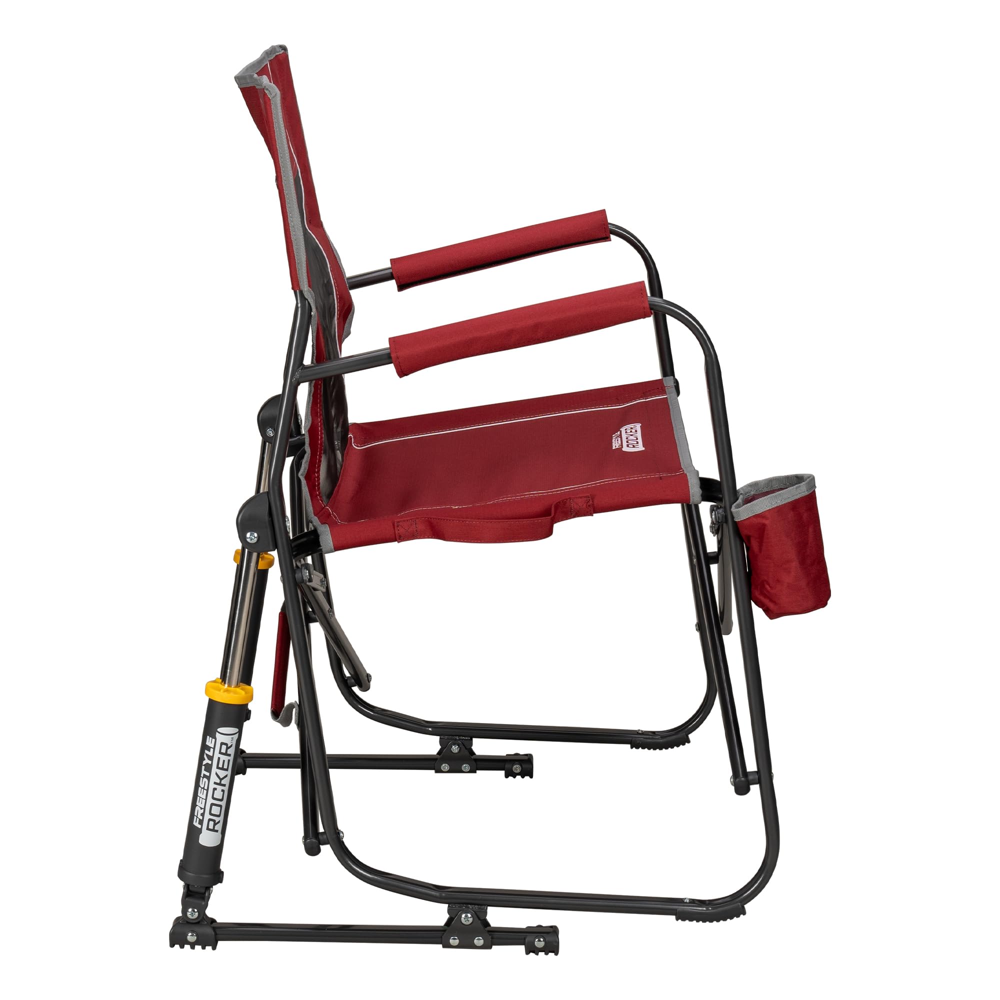 GCI Outdoor Freestyle Sedia da campeggio a dondolo | Sedia a dondolo pieghevole portatile con braccioli solidi e durevoli, porta bevande e schienale confortevole – Cannella