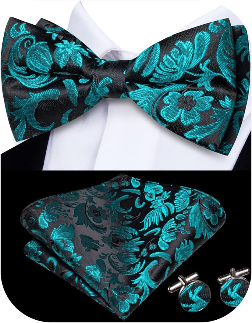 HiTie PreTied Bowties for Men Silk Bow Ties and Pocket
