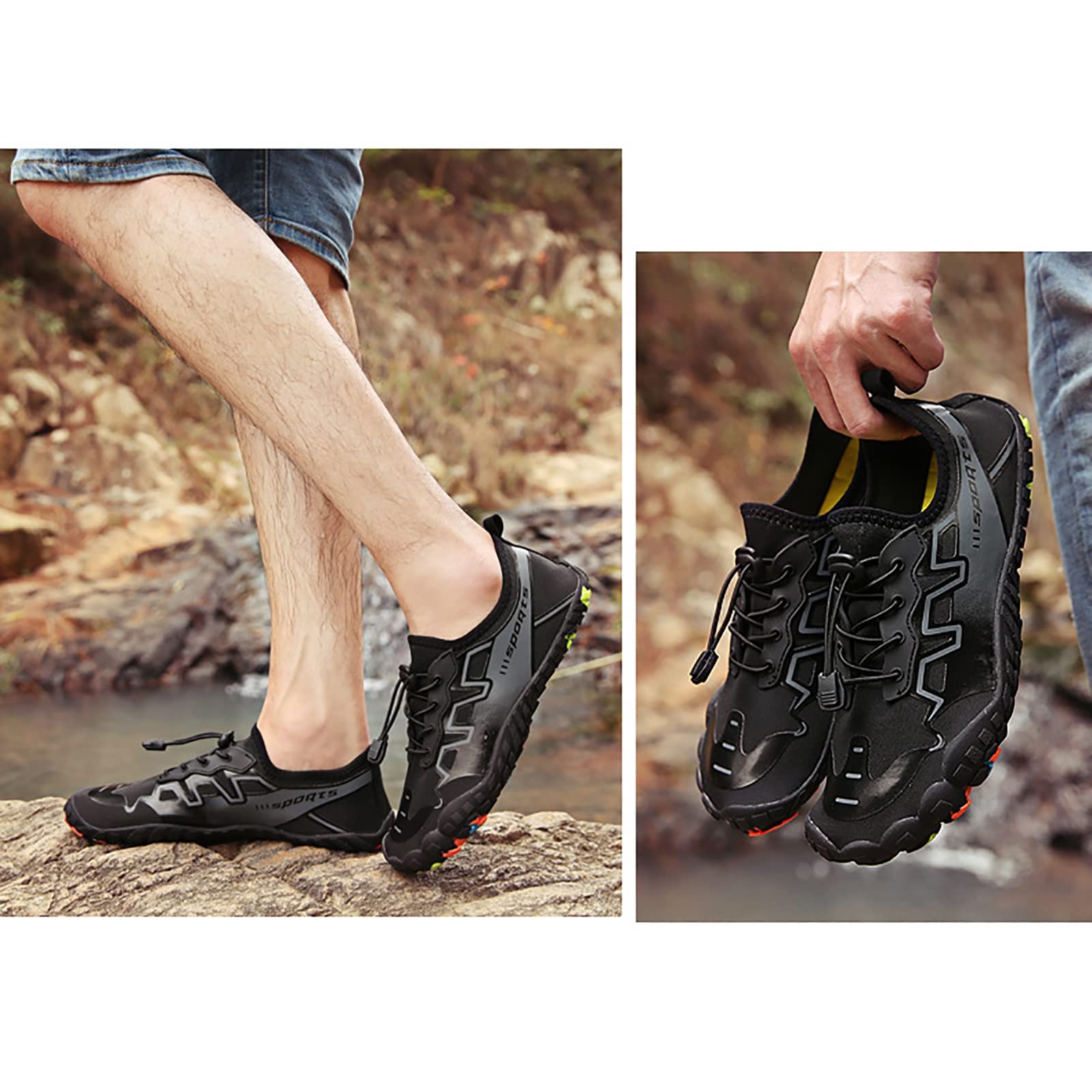 Unisex sportowe buty turystyczne do wody, oddychające wysokie elastyczne wsuwane szybkie suche antypoślizgowe buty do sportów wodnych boso, do wędkowania Surfing nurkowanie buty plażowe(Green,36 EU)