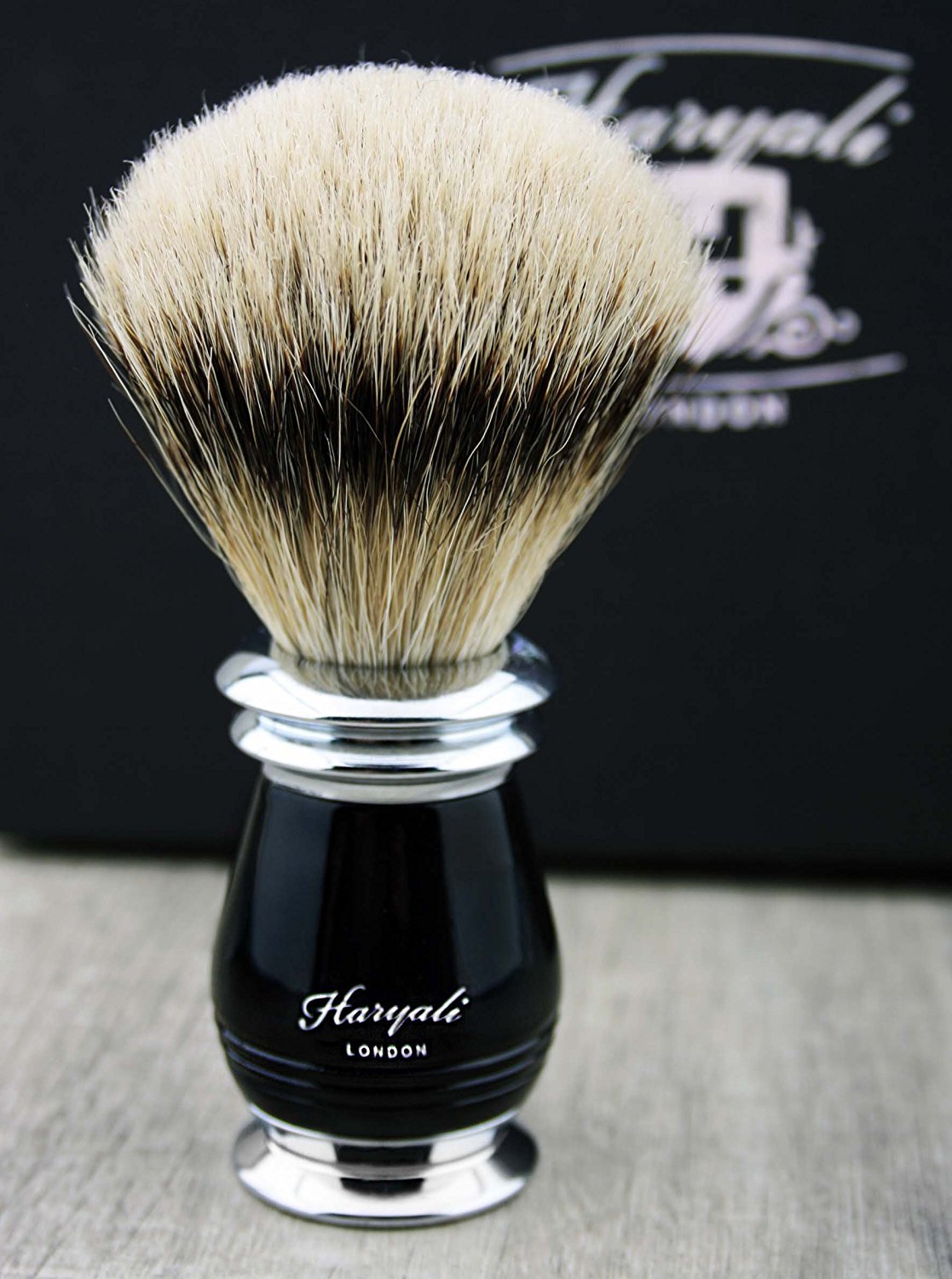 Haryali London Black męski zestaw do golenia z 5 ostrzami do golenia, pędzlem do golenia, stojakiem do golenia i ołówkiem launowym