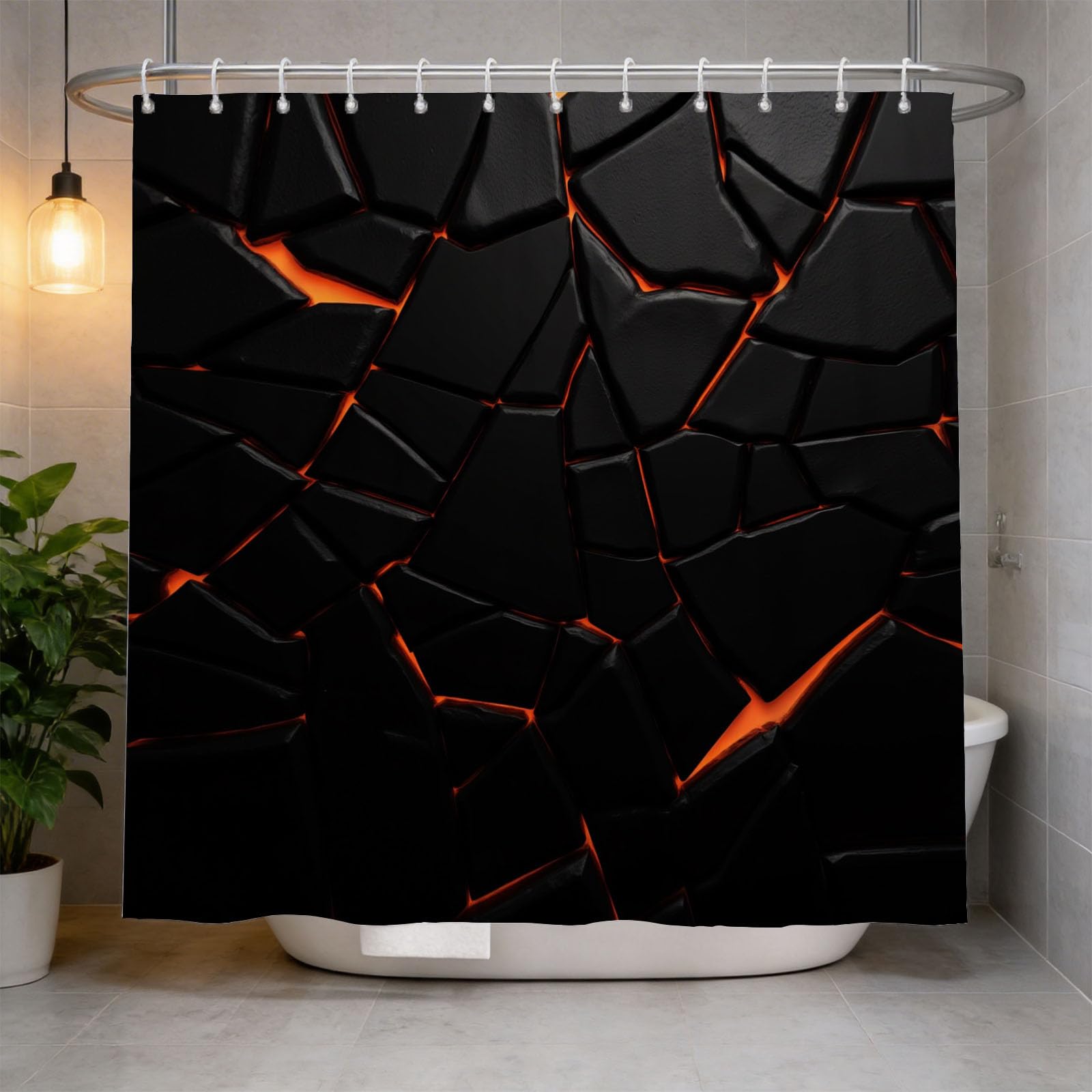 Hongduo 3D Geometric Creativity Shower Curtain for Stalls Bathtubs Cartoon Bathroom Decor Shower Curtain Set Polyester Fabric Waterproof 200x200cm/79X79 Inch with Hooks