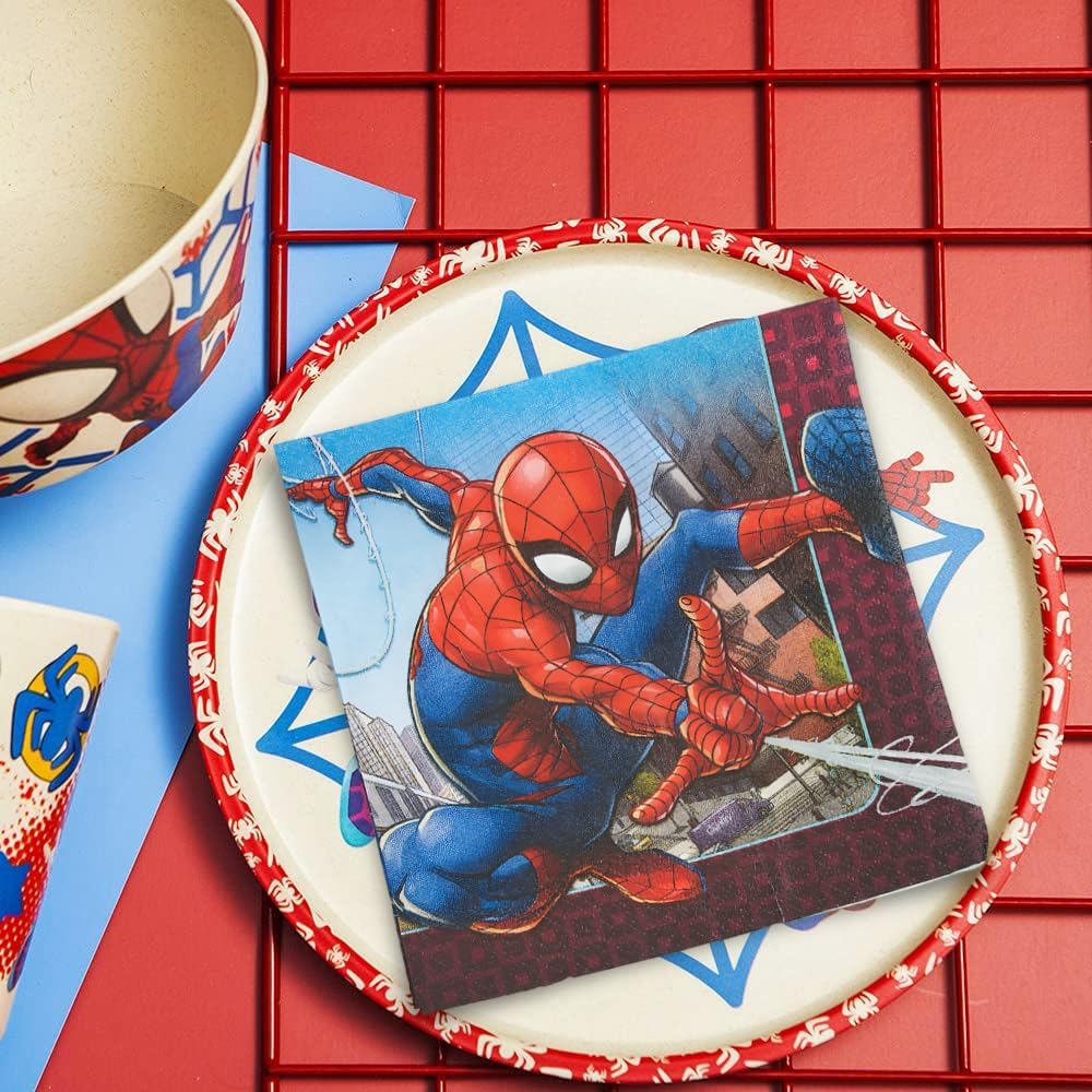 Amscan Spider Man Webbed Wonder Luncheon Paper Napkins - 6.5" x 6.5" - Multicolor - Pack of 16