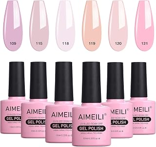 AIMEILI Soak Off Nude Pink Gel Nail Polish Set, All Seasons Pink Nail Polish Gel Color Set for Women Girls Valentines Mother's Day Gift Of 6pcs X 10ml - Kit Set 31