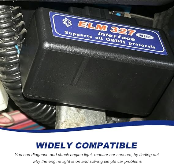 ELM327 OBDII Car Auto Diagnostic Scanner, Professional Mini Bluetooth Scan Tool Engine Fault Code Reader, Wireless Failure Detector Interface Adapter for Most OBD II Vehicles (Black)