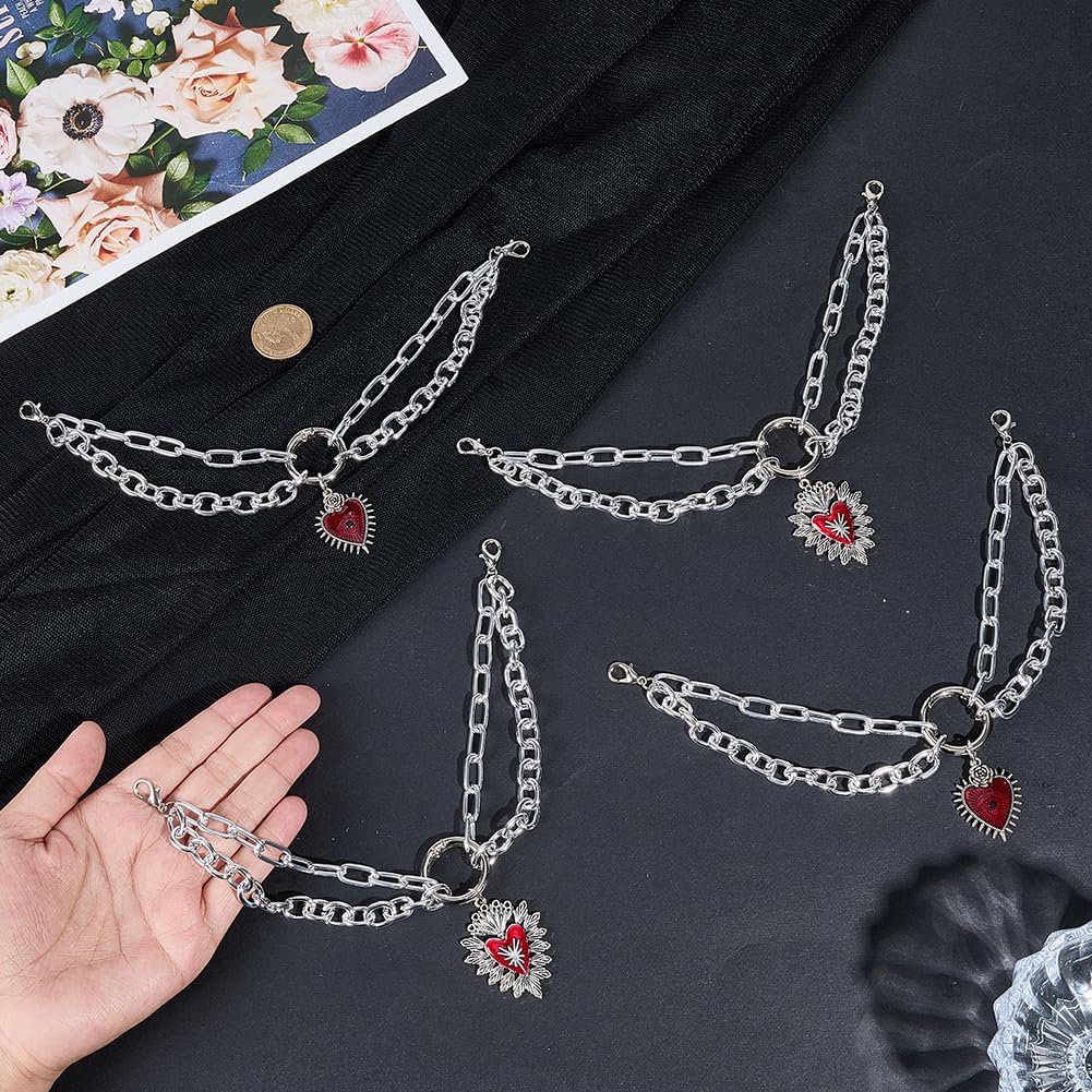 4pcs Shoe Charms Chains Metal Shoelaces Chains Shoelace Decoration Chain with Charm Punk DIY Shoe Accessories for Boot Sneaker Bag Handbag Wallet Pant Chains Sandals Party Favors image 3