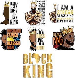 7PCS Black Man Small Size Iron On Decals Thermal Transfer Stickers for Clothing Heat Press Decoration Appliqued Sublimation Patches Iron On Transfer Designs Heat Press Vinyl for Shirts