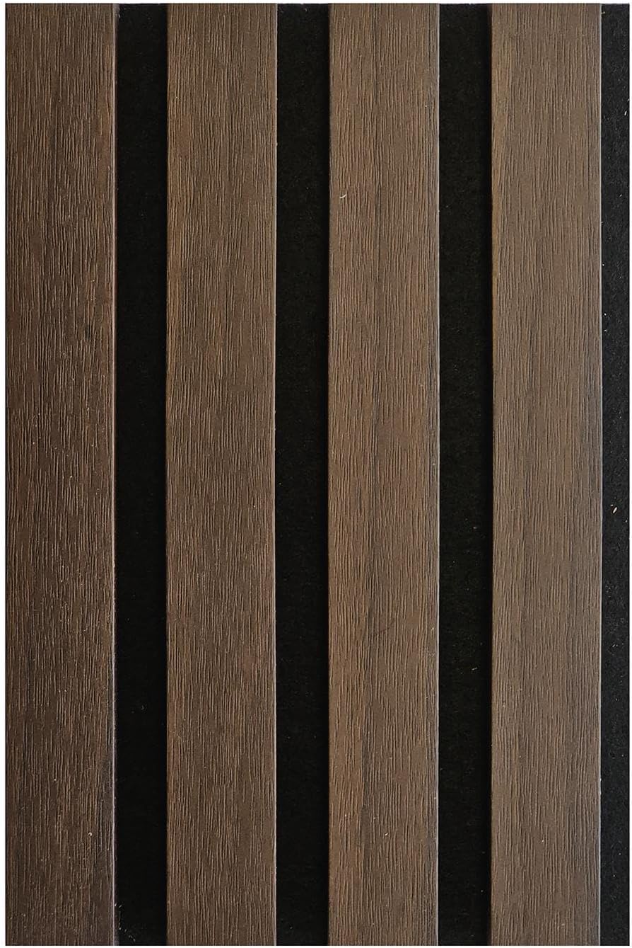 DecorAndDecor Acoustic Slat Wood Wall Panel and Ceiling Panelling Decorative 3D MDF 16cmx24cm - Smoked Oak