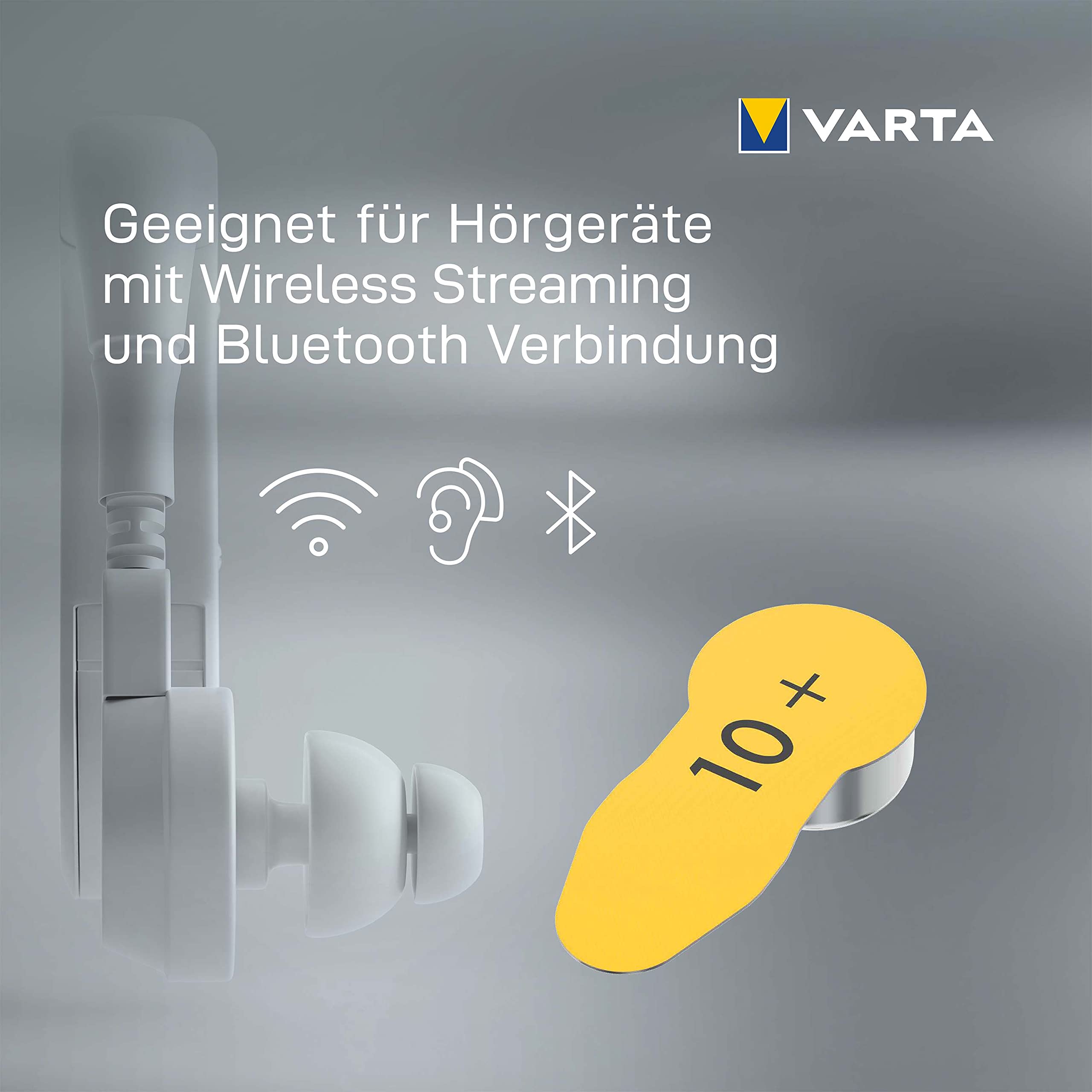 VARTA Batterie per apparecchi acustici tipo 10, 60 pezzi, giallo, pile Power on Demand, confezione economica, per amplificatore acustico, Made in Germany