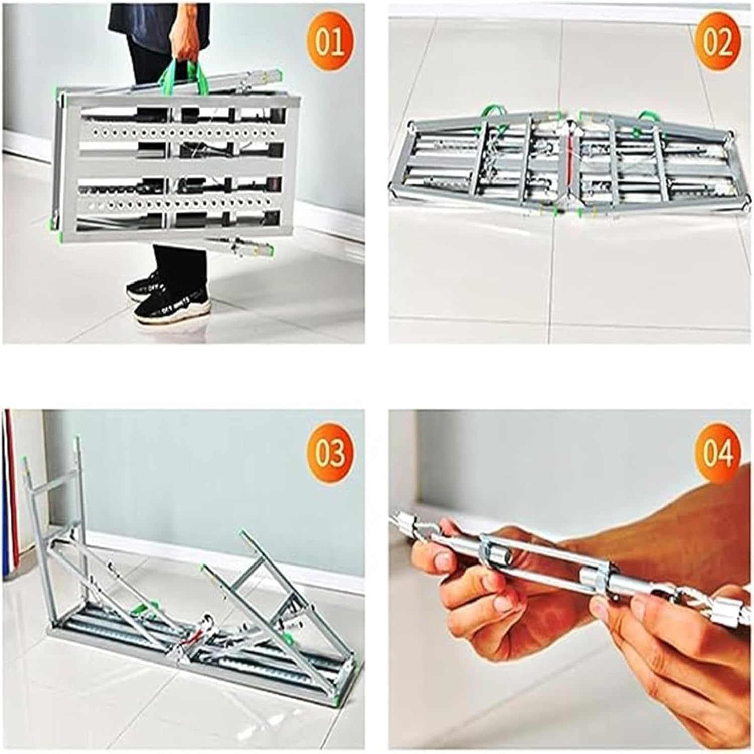 Adjustable Height Portable Folding Scaffolding Work Platform, Scaffolding Equipment, Aluminum Extension Plank 880lbs Capacity, Multipurpose Aluminum Step Ladder,140cm/4.5ft