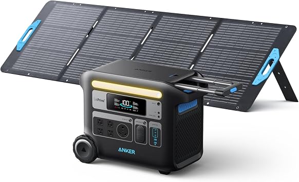 Anker SOLIX F2000 Portable Power Station, PowerHouse 767, 2048Wh GaNPrime Solar Generator with 200W Solar Panel, LiFePO4 Batteries, 4 AC Outlets Up to 2400W for Home, Power Outage, Outdoor Camping