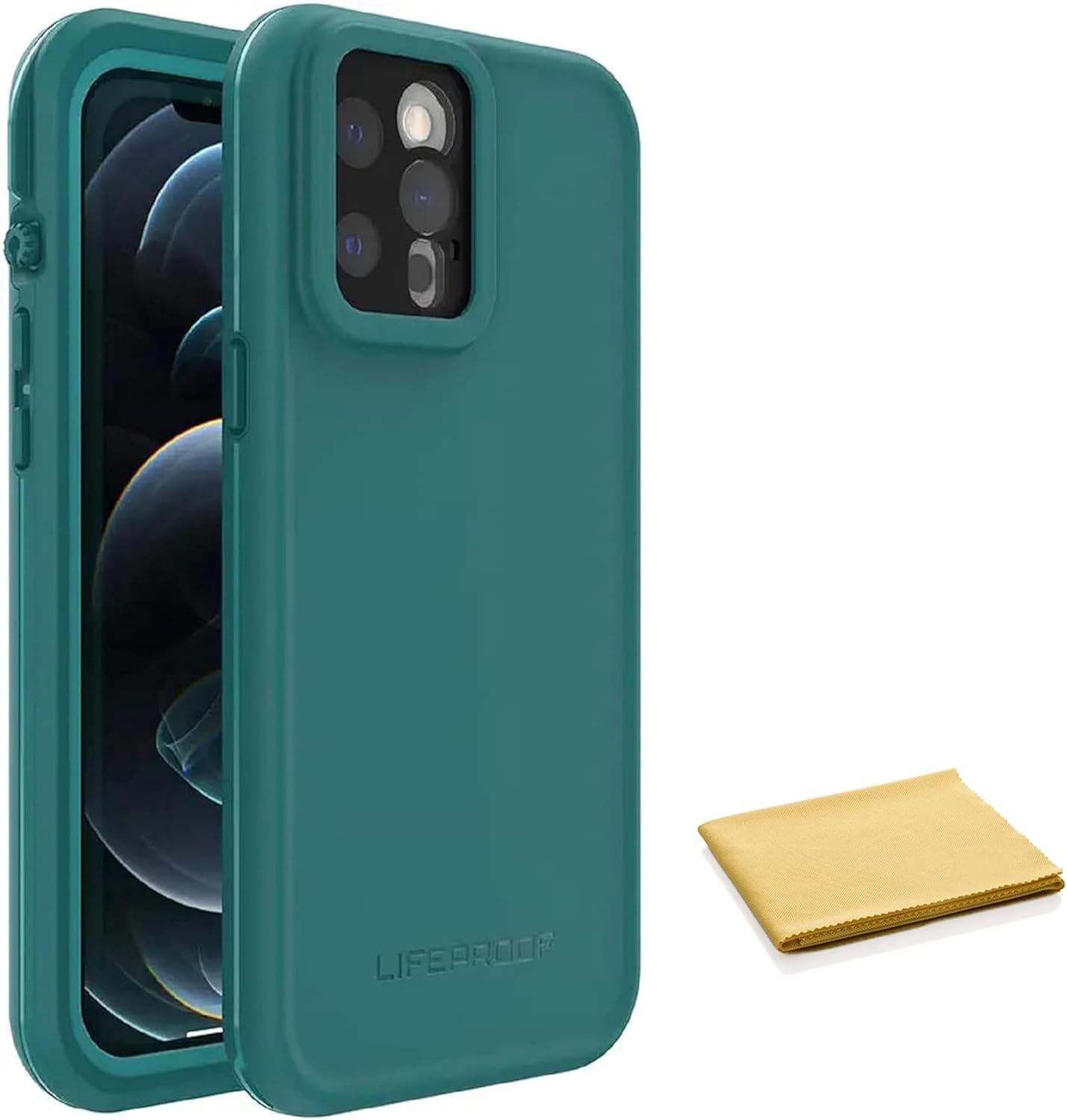 LifeProof FRĒ Series Waterproof Case for iPhone 12 Pro Max with Cleaning Cloth - Non-Retail Packaging - Frēe Diver (Ocean Depths/Peacock Blue)