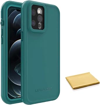 LifeProof FRE Series Waterproof Case for iPhone 12 Pro Max with Cleaning Cloth - Non-Retail Packaging - Free Diver Ocean Depths/Peacock Blue