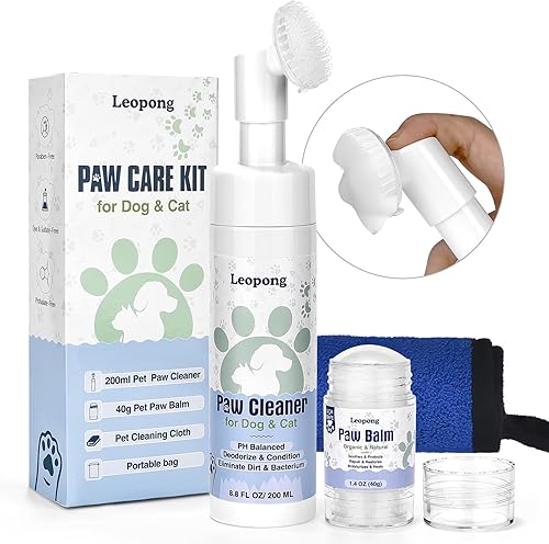 Leopong Kit de cuidado de patas de perro, limpiador de patas de perro para perros grandes, medianos y pequeños, XL, bálsamo para patas de perro para