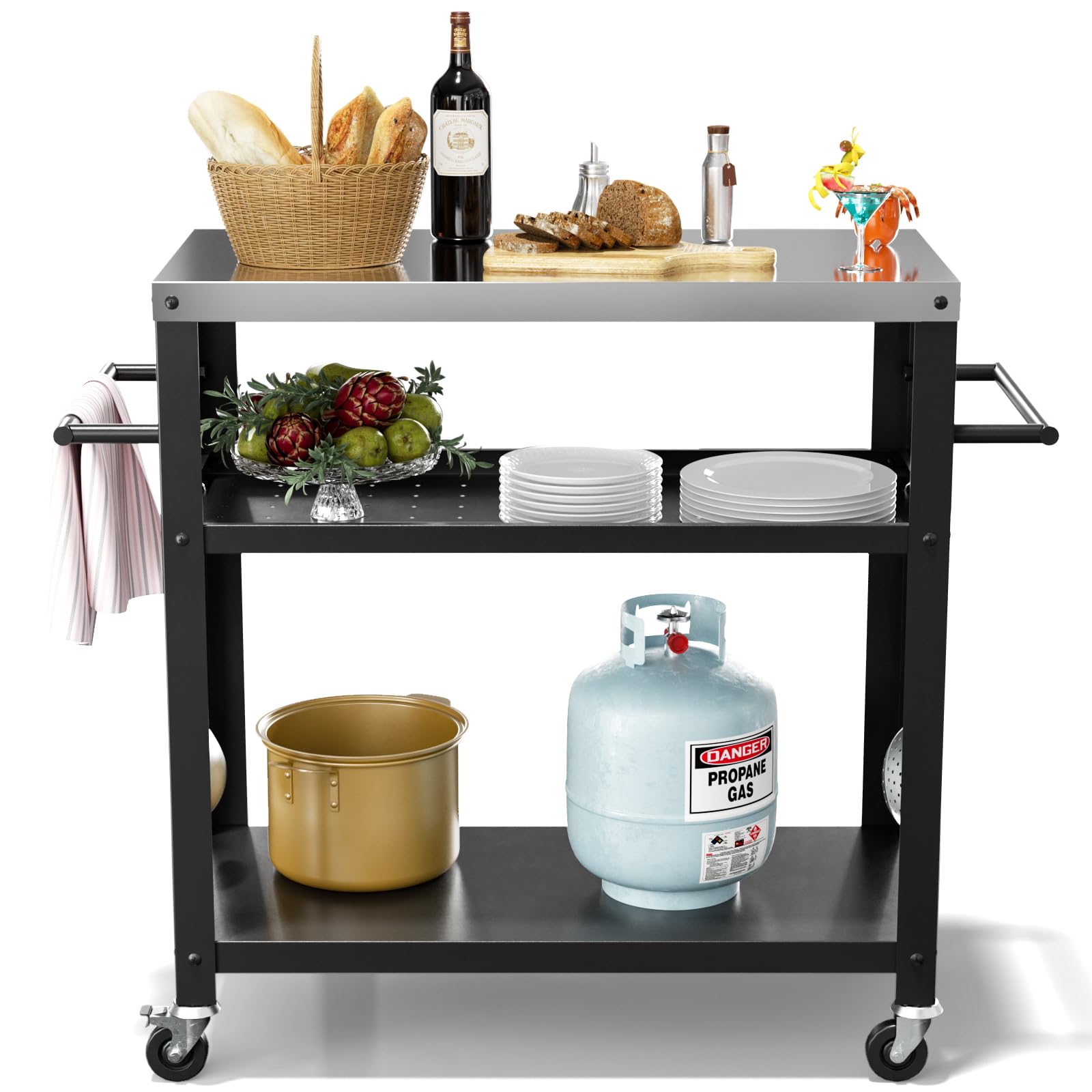 Amazon.com: Nessxa Outdoor Grill Cart with Three-Shelf, Stainless