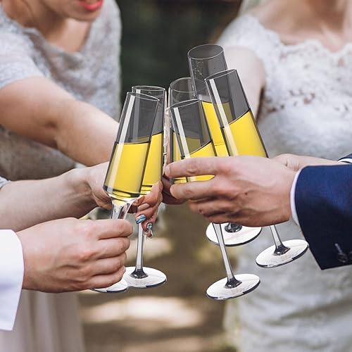 Miniatura 5 de Nuenen Copas de champán de plástico irrompibles de 5 onzas, copas de champán reutilizables para brindis de vino, copas de cóctel desechables para