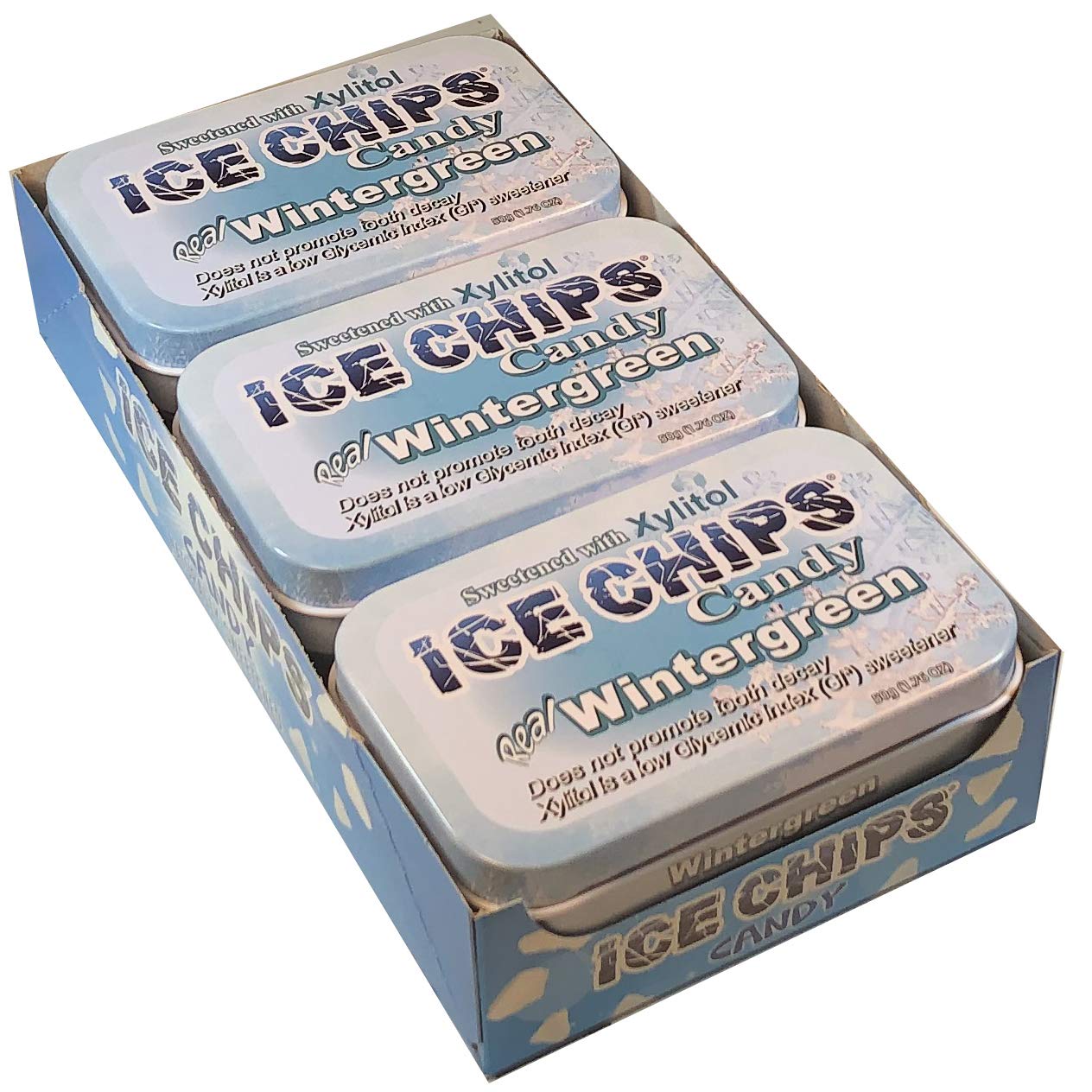 ICE CHIPS Xylitol Candy Tins 10.56 oz total (Lemon, 6 Pack); Low Carb, Gluten Free - Includes BAND as shown