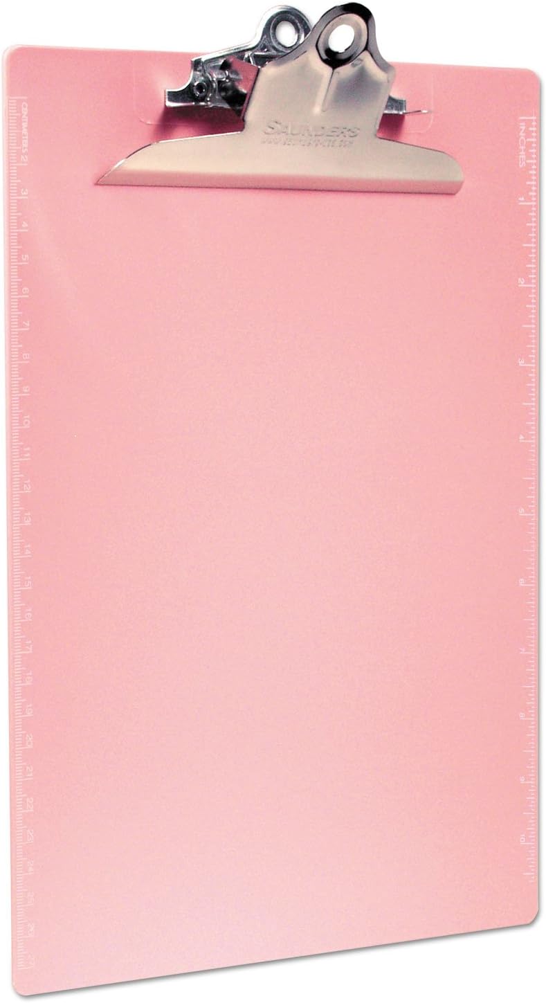 Saunders 21800 Recycled Plastic Clipboard with Ruler Edge 1-Inch Clip Cap 8 1/2 x 12 Sheets Pink