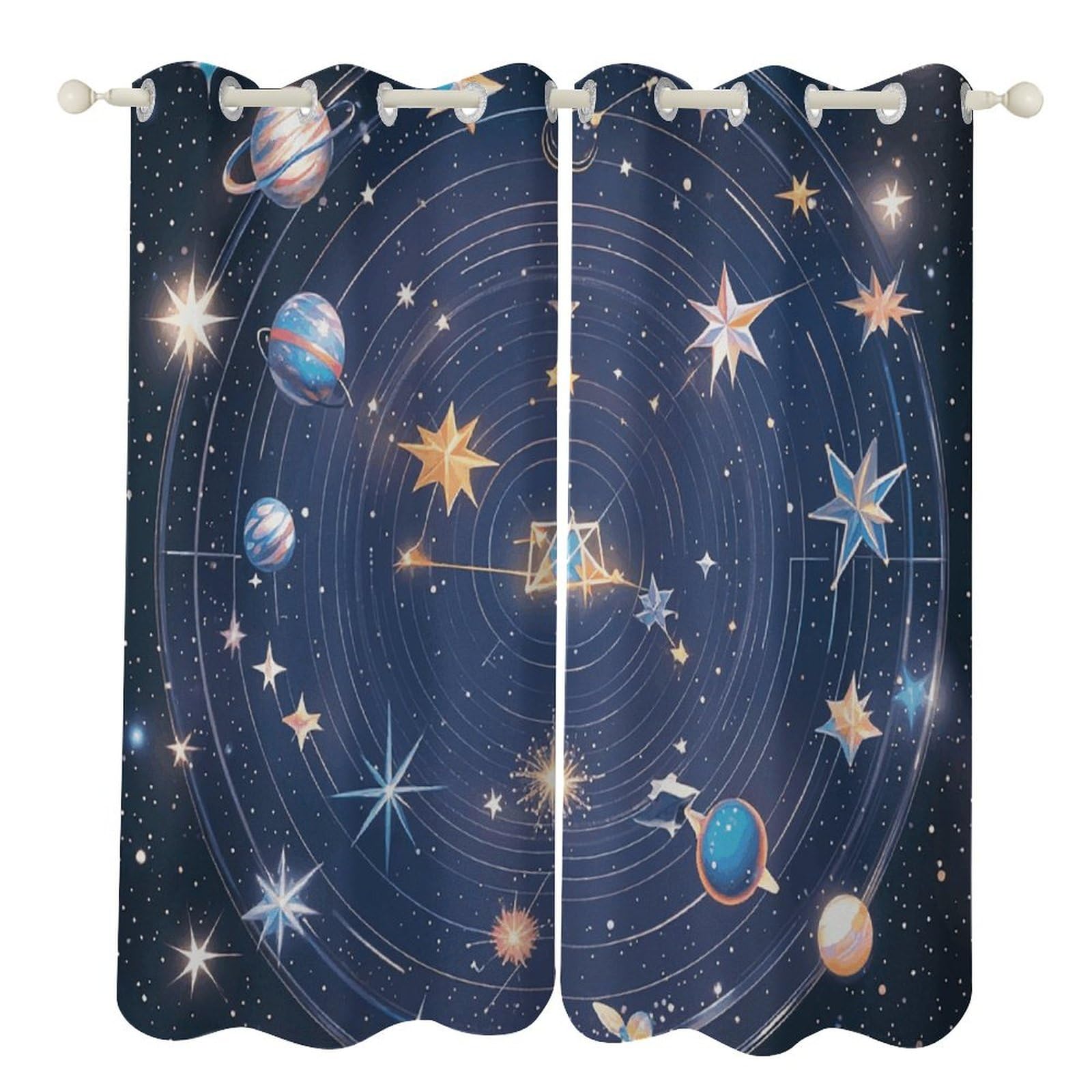 Rideaux occultants galaxie cosmique 132x213 cm pour salon
