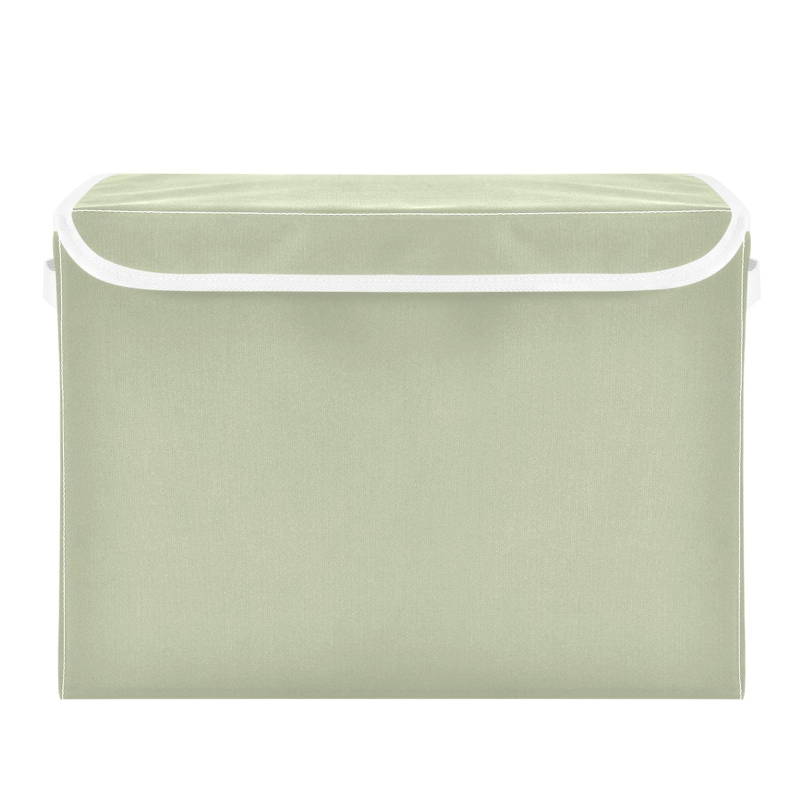 Grckit A Storage Bins With Lids, Sage Green Solid Foldable Storage Cube Boxes Fabric Storage Organizer Basket For Home, Bedroom, Office, Closet (16.5X12.6x11.8 In)