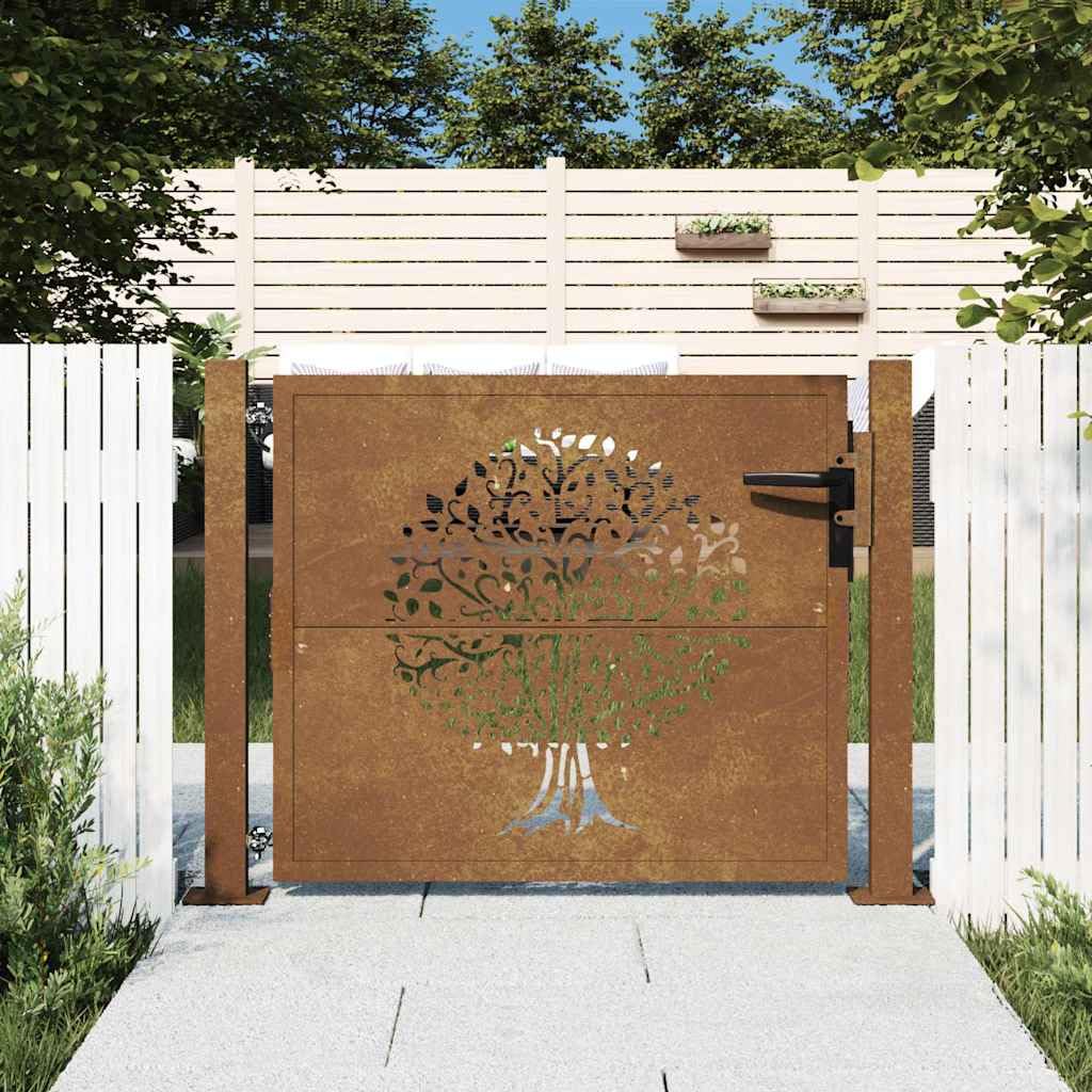 IKAYAA Garden Gate Patio gate Metal Garden Gates Outdoor Fence Gate Galvanised Swing Gates Suit Garden Patio secure entry point/outdoor/garden/patio/fence-Rusty-100 x 75 cm/Type 3