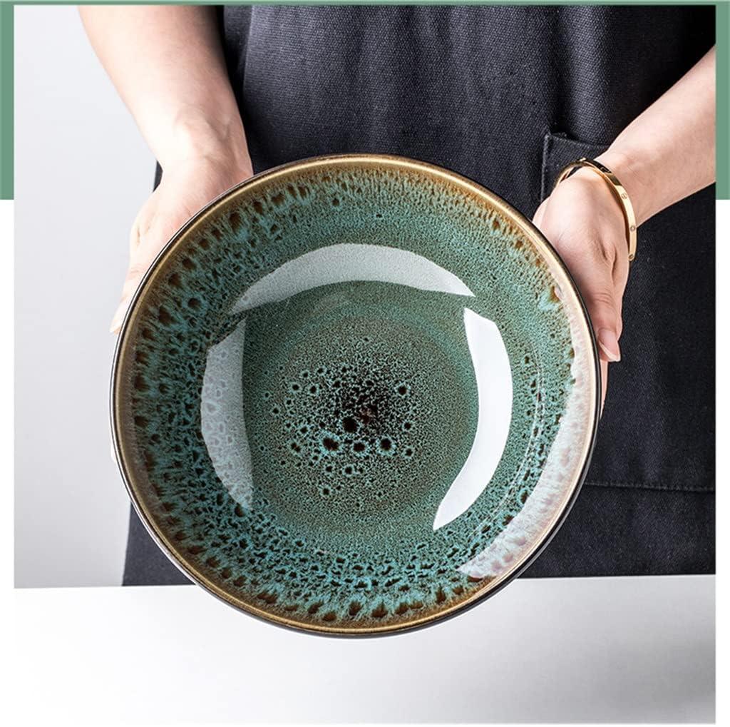 Chinese Retro Green Ceramic Bowl Large 1000ml Noodle Bowls For Salad Soup Dessert Ramen Porcelain