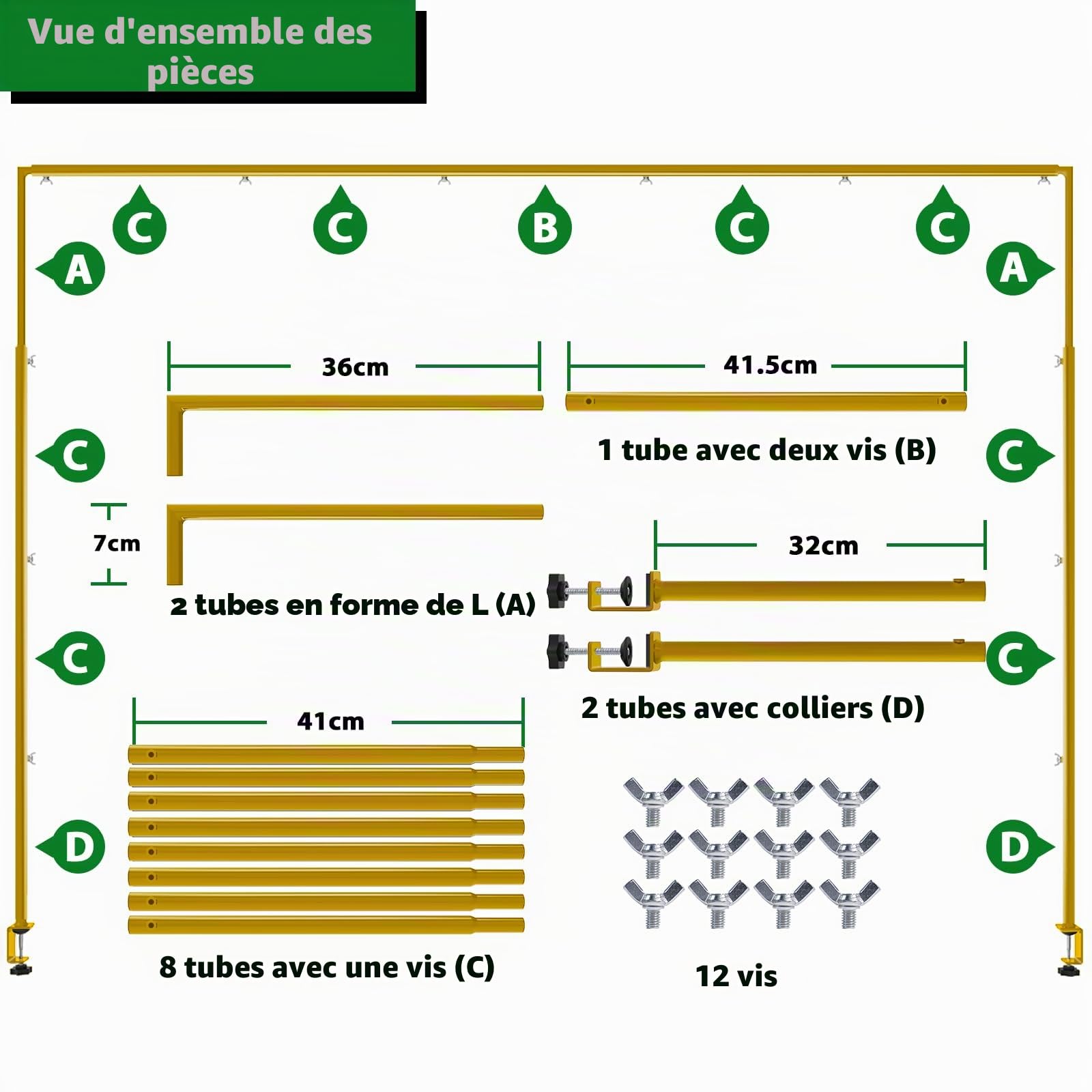 Arche de table réglable avec pinces - Tige décorative de table pour ballons, pour mariage, anniversaire et Noël (Longueur 73-247 cm, Hauteur 68-105 cm, Or)