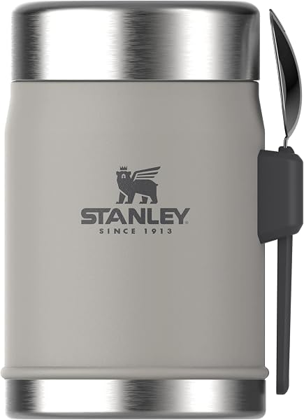 STANLEY Classic Legendary Yemek Termosu + Kaşık 0.4 Litre - Gri (Ash) | Paslanmaz Çelik