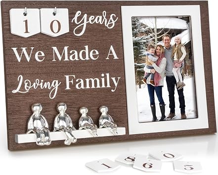 Anniversary Idea Gifts for Him Her Picture Frame Keepsake Tin Anniversary | Gift for Couples Wife Husband Wedding Anniversary for All Anniversaries 10 Year Tin Gift 10th Anniversary Aluminum Sculptures