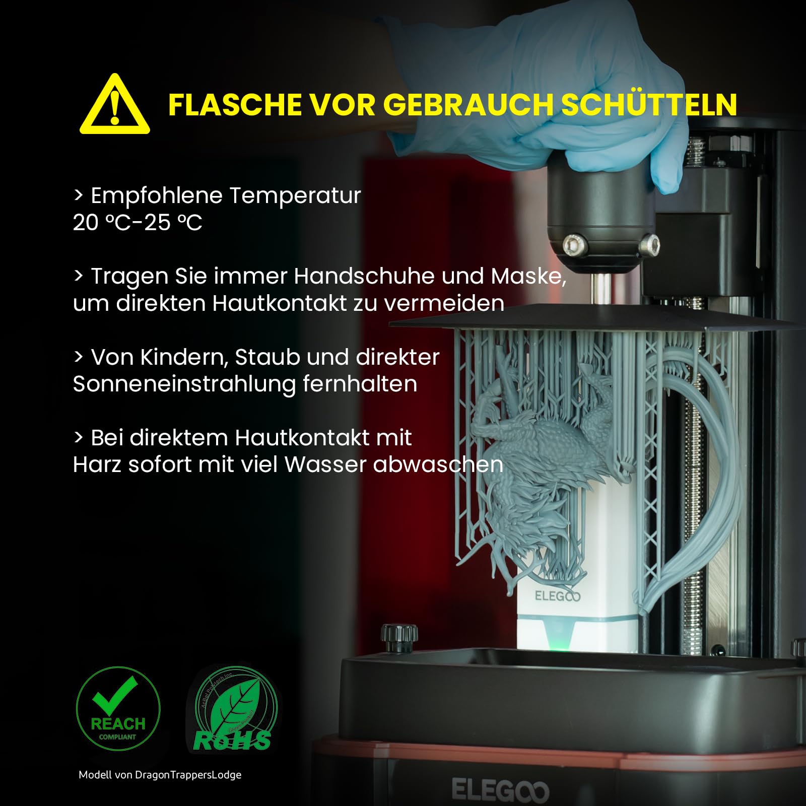ELEGOO ABS-Like 3D Drucker Resin 2.0 405nm UV-härtendes Photopolymer Harz für LCD 3D Drucker Grau 1000g