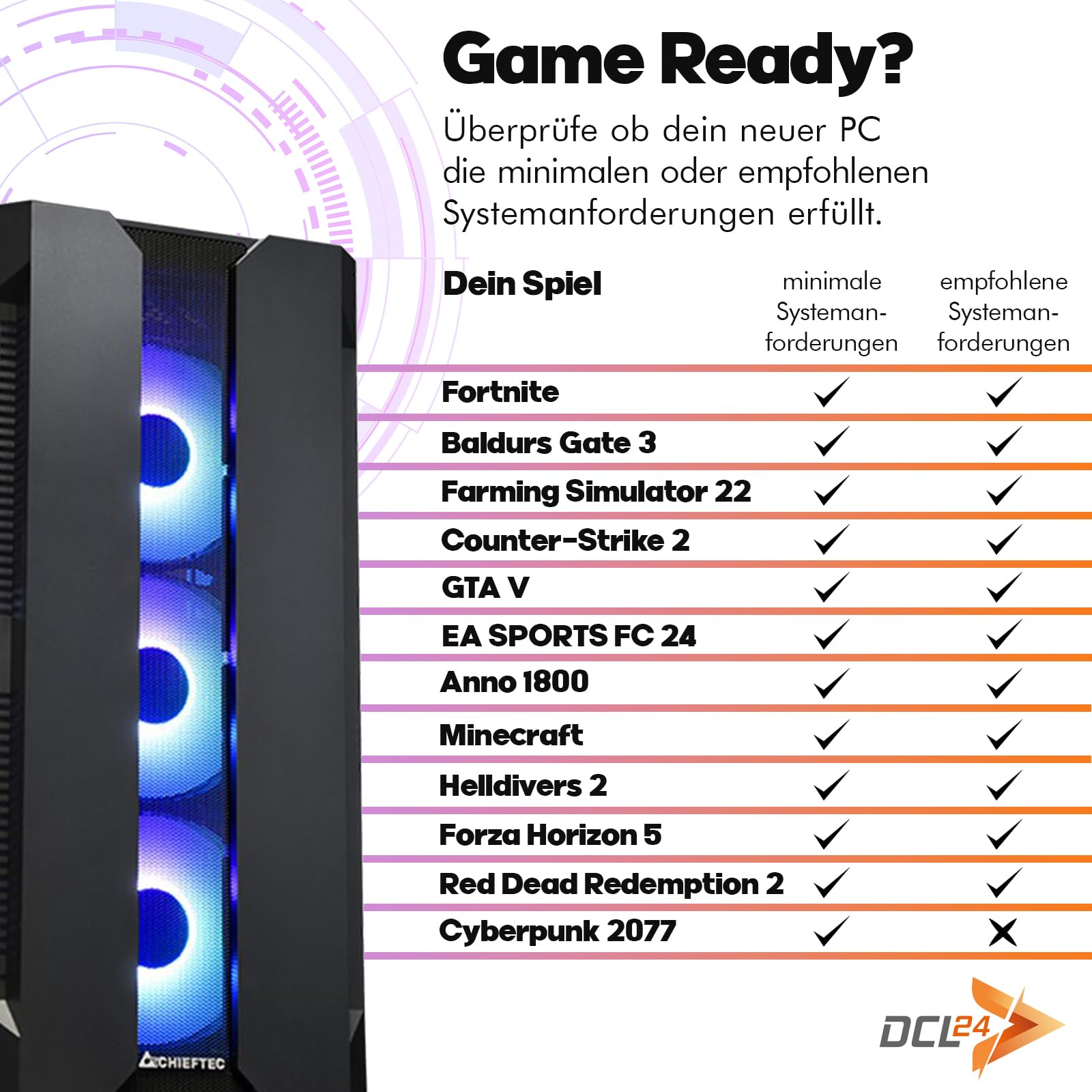 dcl24 Gaming PC Set komplett AMD Ryzen 7 5700X3D, RTX4060Ti 8GB - 1000GB SSD, 32GB DDR4, Gamer PC mit 8x4.1 GHz, WLAN, 27" Monitor, Maus, Tastatur, Headset, Windows 11 Pro [19701] - 2