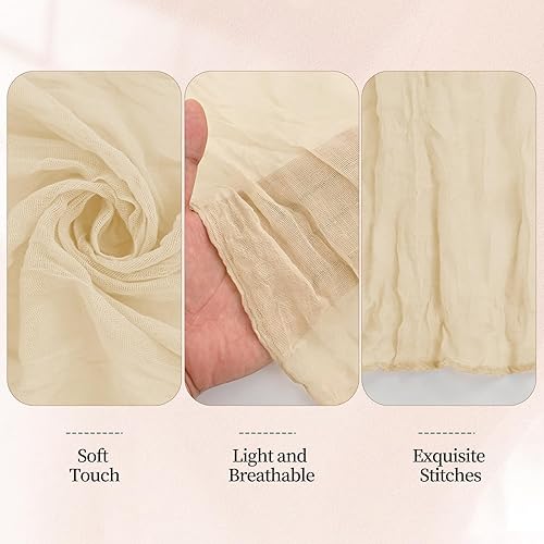 Miniatura 4 de Paquete de 60 servilletas de gasa de 20 x 20 pulgadas, servilletas de cena arrugadas rústicas bohemias, servilletas de tela suave y lisa,