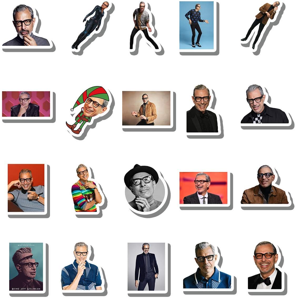 20 PCS Stickers Pack Je-ff Aesthetic Goldblum Vinyl Colorful Waterproof for Water Bottle Laptop Bumper Car Bike Luggage Guitar Skateboard